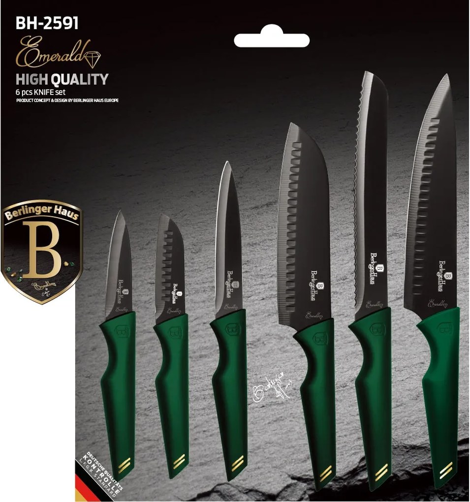 6 részes késkészlet smaragdzöld Berlinger Haus Emerald Collection
