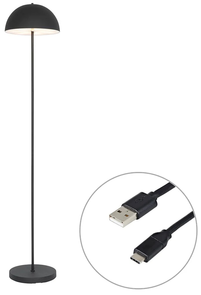 Kültéri állólámpa fekete újratölthető 3 fokozatú fényerőszabályzóval - Keira