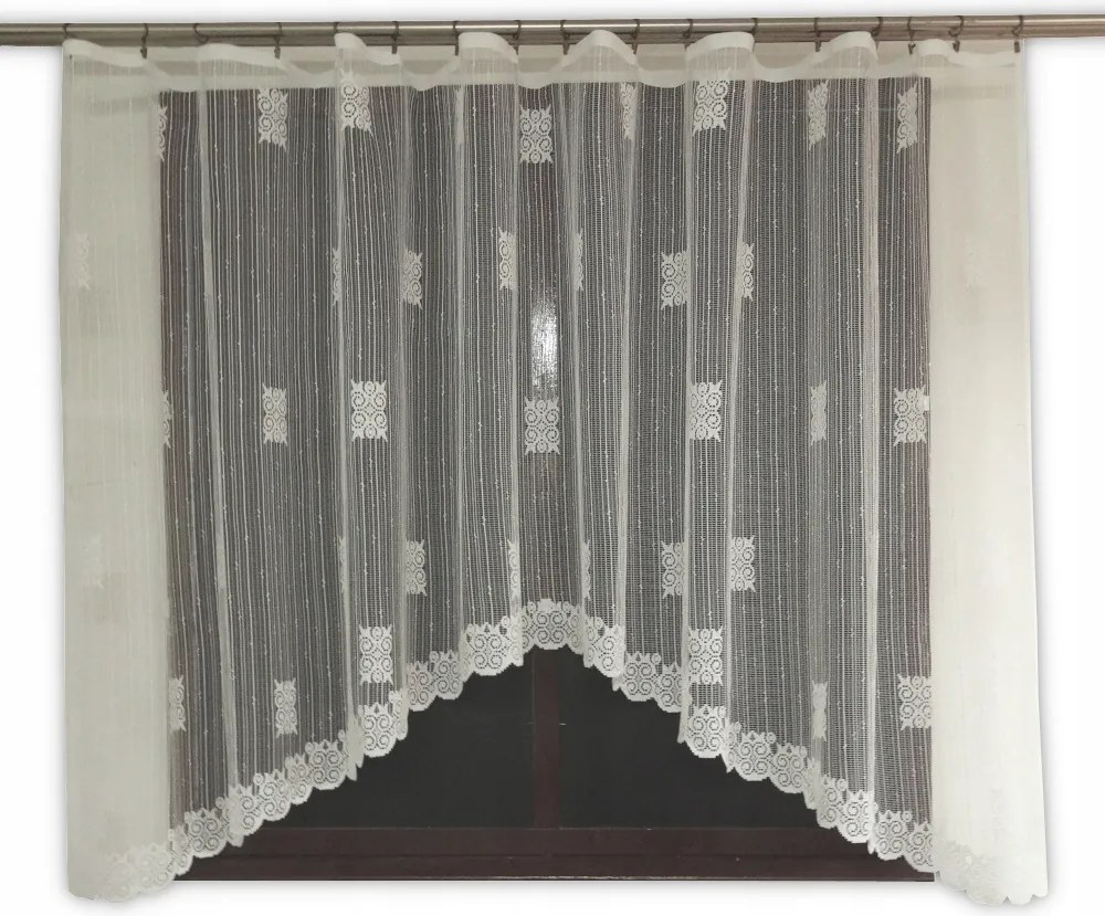 Mg Függöny jacquard 3217 Ív Fehér 350X150 szalaggal