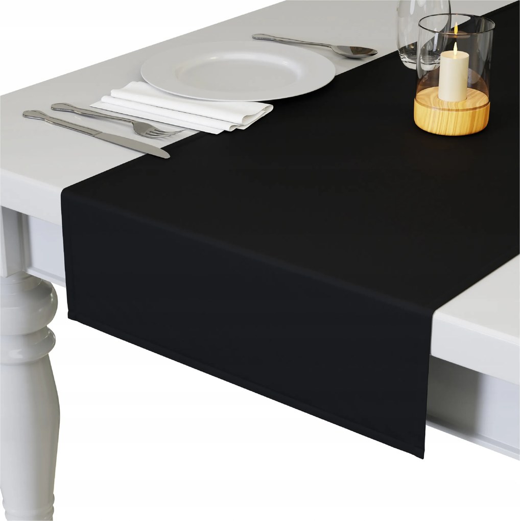 Sima matt asztali futó 40x145 kész fekete abrosz téglalap alakú