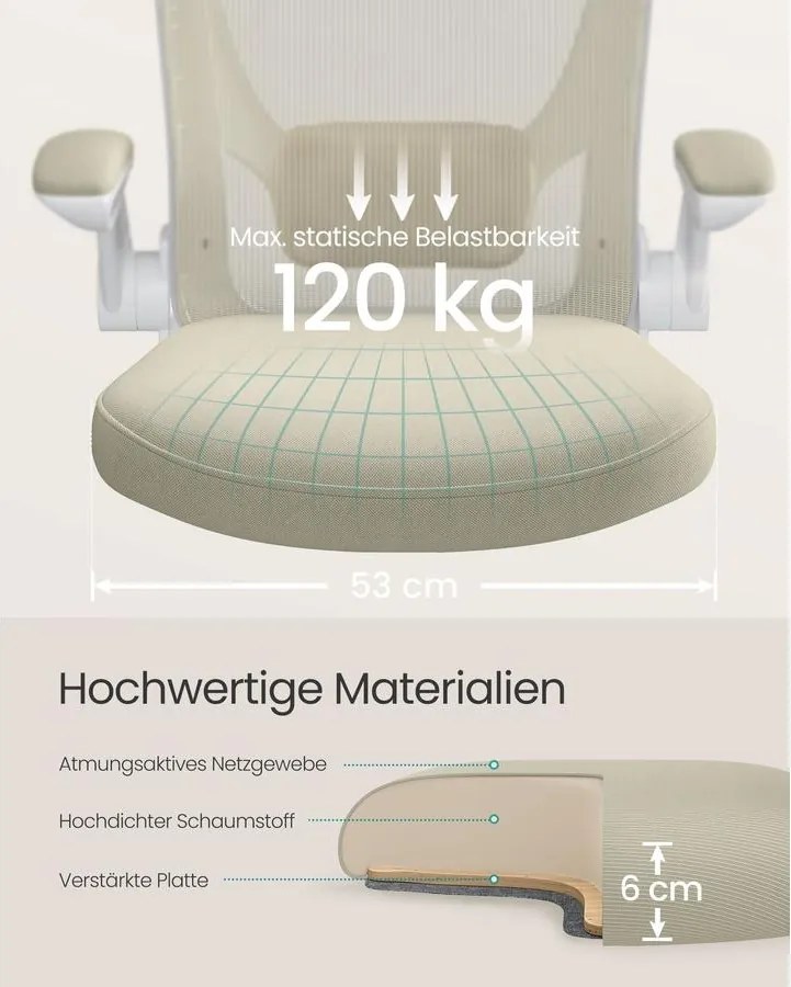 SONGMICS Ergonomikus irodai szék zabpehely-bézs színben