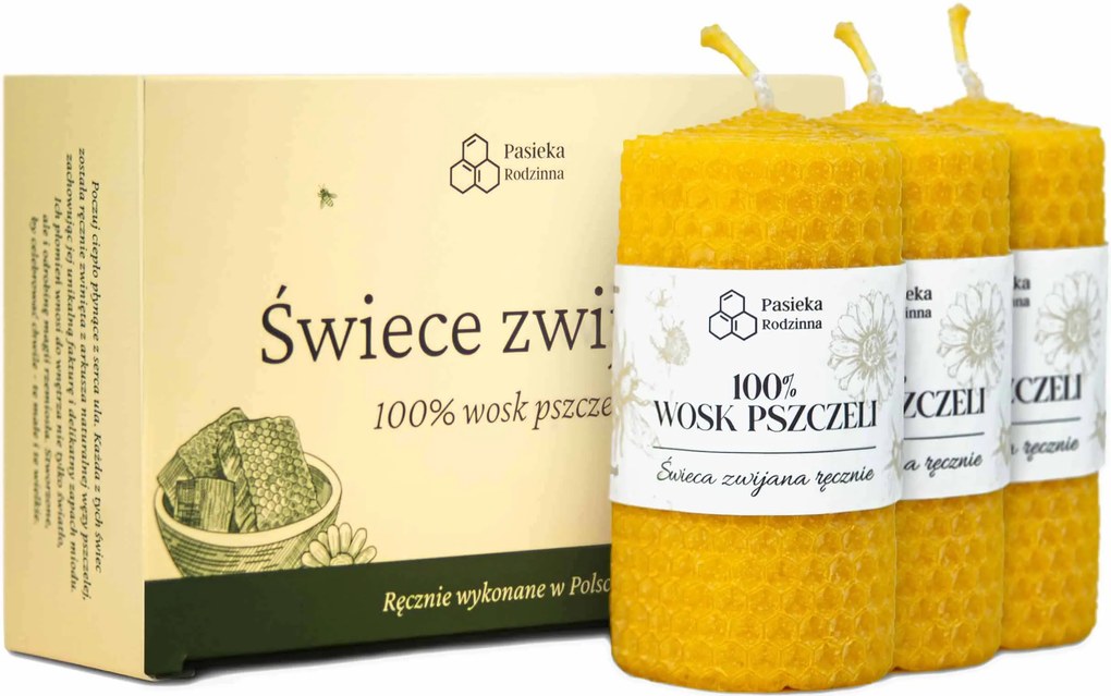 3 db-os méhviasz gyertya szett 8/5 cm 100% Természetes méhviasz