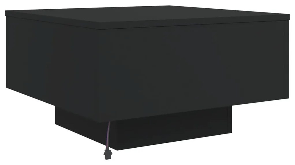 fekete dohányzóasztal LED-lámpákkal 55 x 55 x 31 cm
