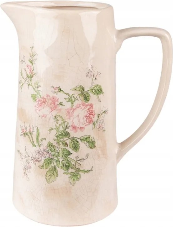 Kerámia dekorációs kancsó rózsákkal Rossia Vintage Flowers L 21x15x25
