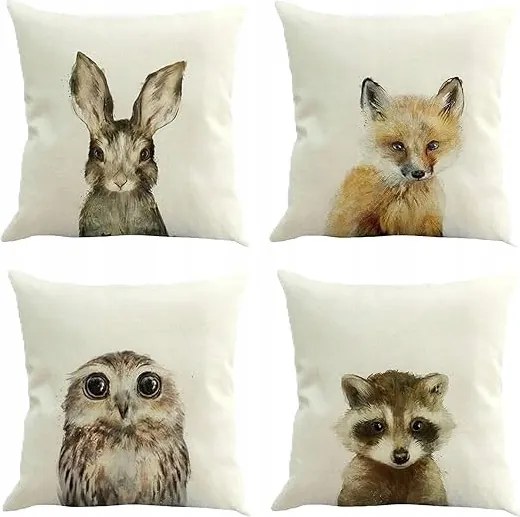 Párnahuzat 45 x 45cm Dekoratív Állatok Természet 4 db-os szett