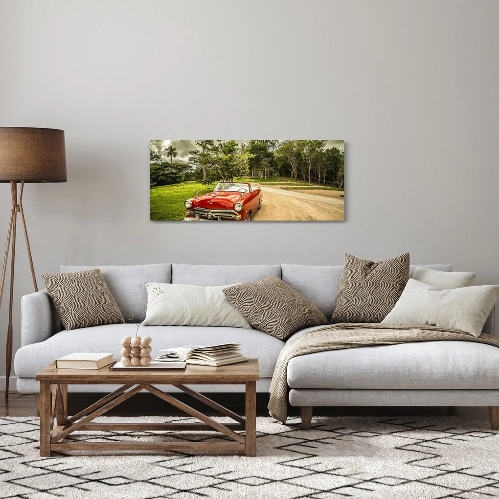 Kép - autó, veterán a természetben (120x50 cm)