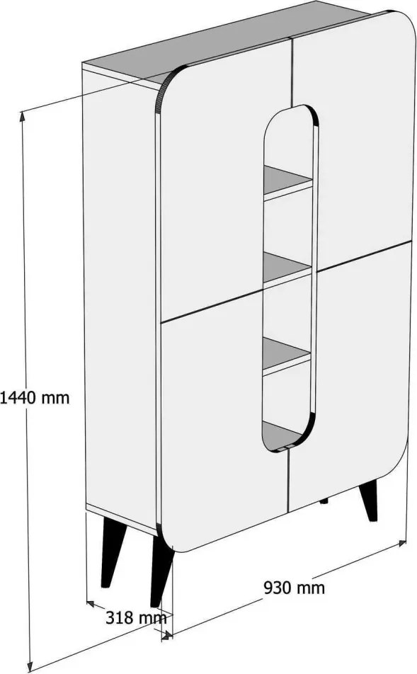 Mine konyhaszekrény, dió-sárga, 93 cm