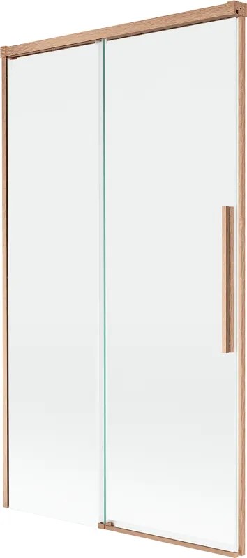 Mexen Rox 2-paneles fürdőszobai paraván, tolóajtós, 100 x 150 cm, átlátszó, kefélt réz - 8C9-100-001-65-00