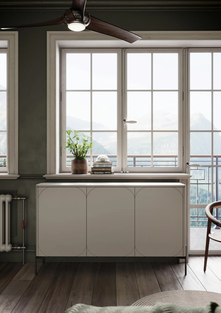 Sonatia komód 150 cm háromajtós - kasmír / fekete lábak