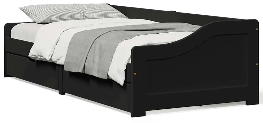Napozóágy 2 fiókkal matrac nélkül IRUN Fekete 90x200 cm