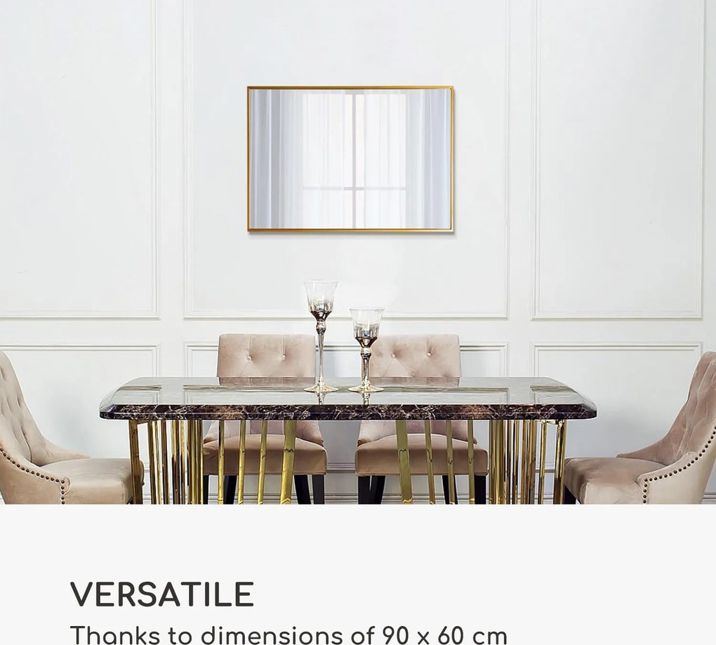 Casa Chic Croxley Fali tükör fém keretben téglalap alakú 90 x 60 cm