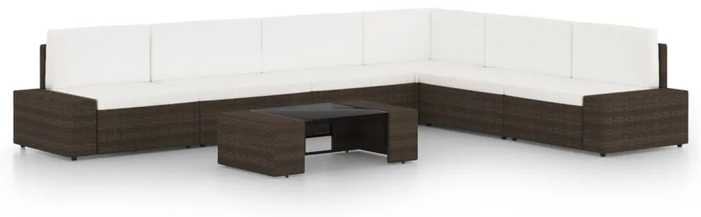 vidaXL 7 részes barna polyrattan kerti ülőgarnitúra párnákkal