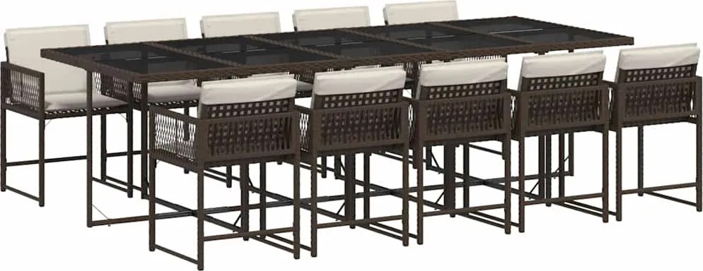 vidaXL 11 részes barna polyrattan kerti ülőgarnitúra párnákkal