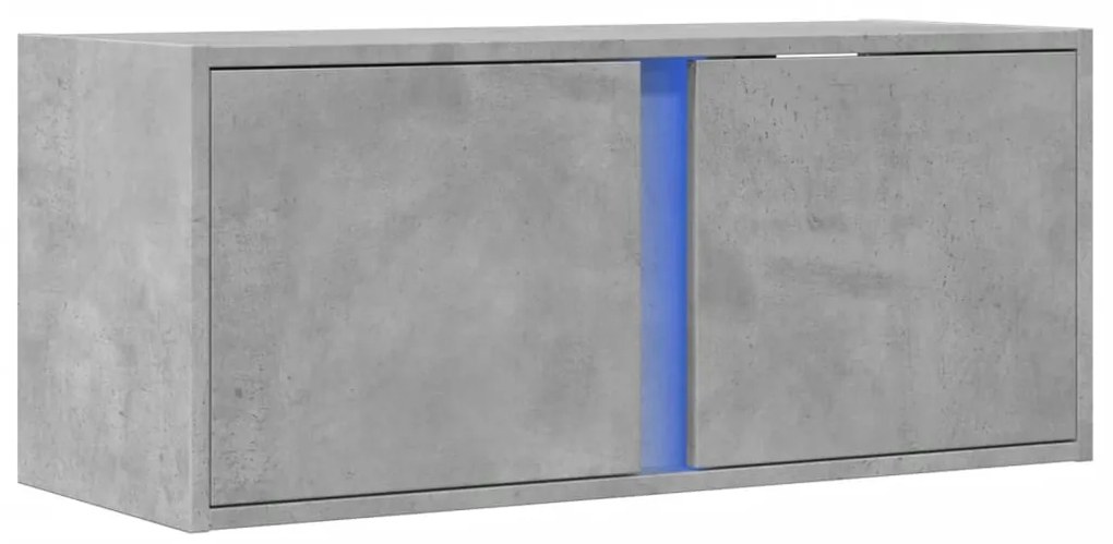 betonszürke falra szerelhető TV-szekrény LED-del 80x31x35 cm