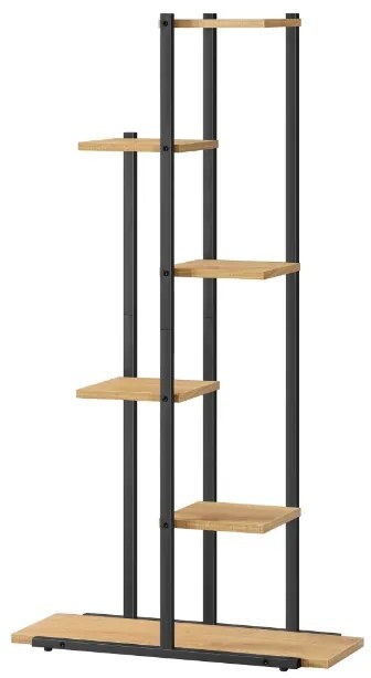 LOREDO virágtartó tölgyfa dekorral, fekete