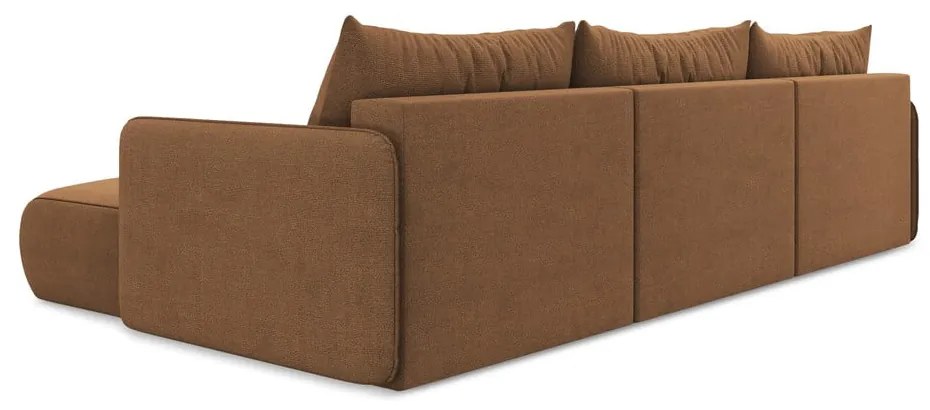 Narancssárga kinyitható-tárolóhelyes sarokkanapé Nanea – Makamii