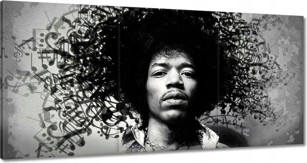 Vászonkép 60x30 Jimmy Hendrix kottákkal