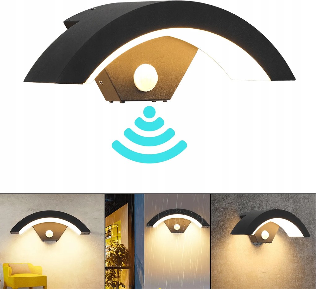 18W Kültéri Led Fali Lámpa Bejárati Ajtó Felett mozgásérzékelővel