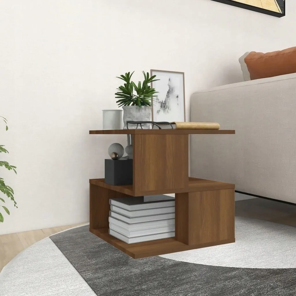 Lumarko Oldalasztal, barna tölgy, 40x40x40 cm!