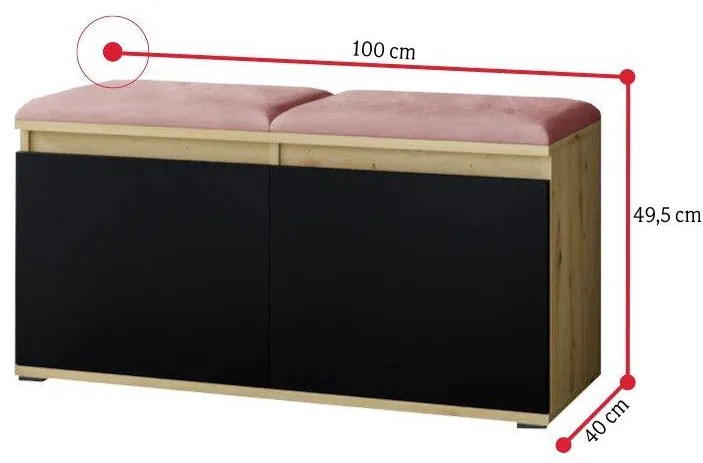 EUGENIO 5 előszoba összeállítás, 100x49,5x40, tölgy artisan/černá/trinity 15