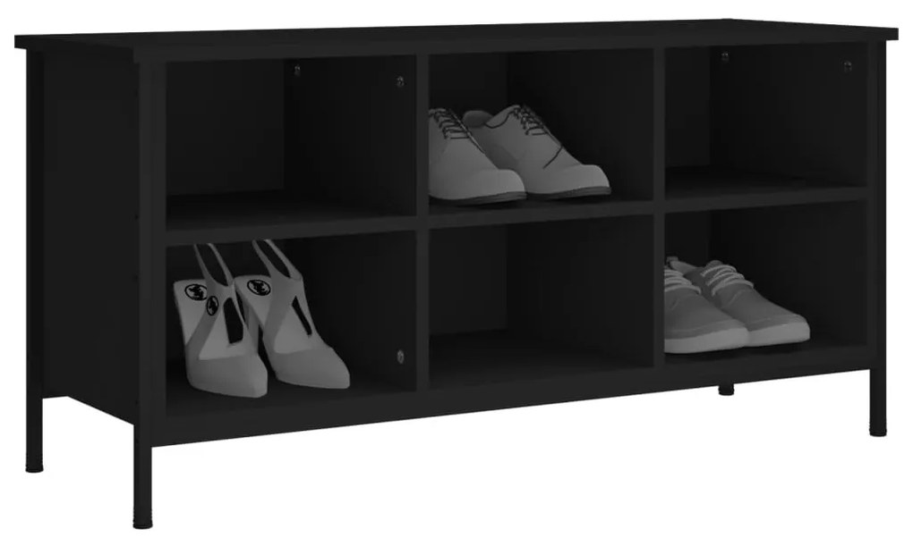 fekete szerelt fa cipőszekrény 100x35x50 cm
