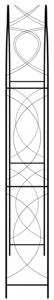 fekete vas kerti boltív kapuval 150 x 34 x 240 cm