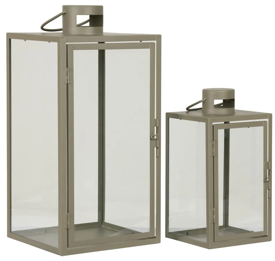 Korfu dekorációs lámpások, fém/üveg, zöld, 2 darabos készlet