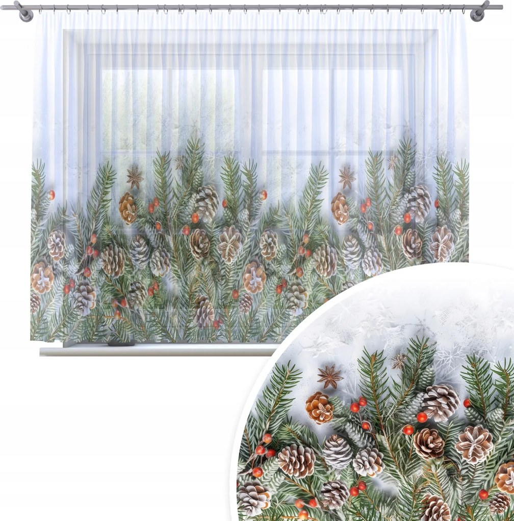 Kész Függöny 300x150 Fátyol Festett Karácsonyi Minta Békáknak 307 Karácsony