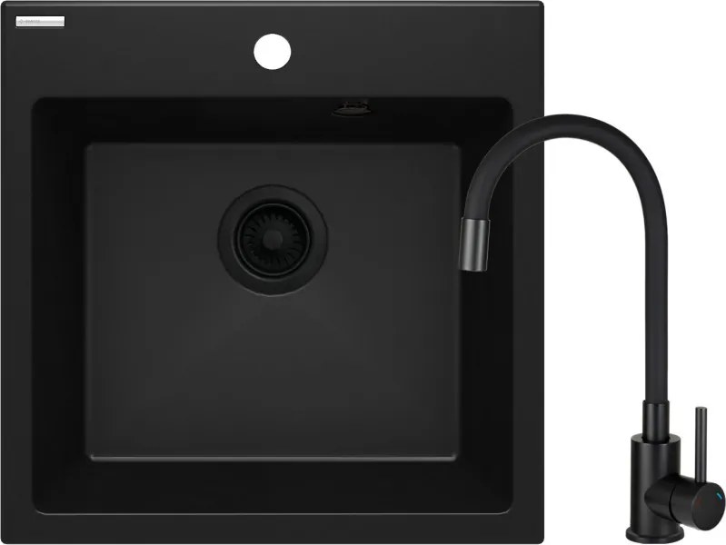 Evora gránit mosogató csapteleppel_nero_1 medence