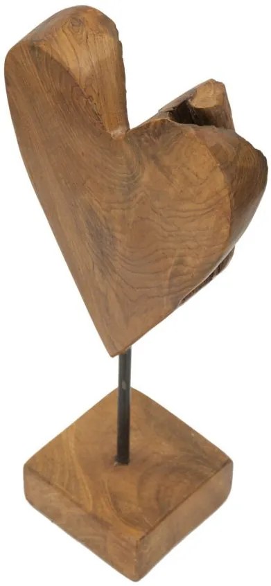 Szívszobor teak 15x10x35cm