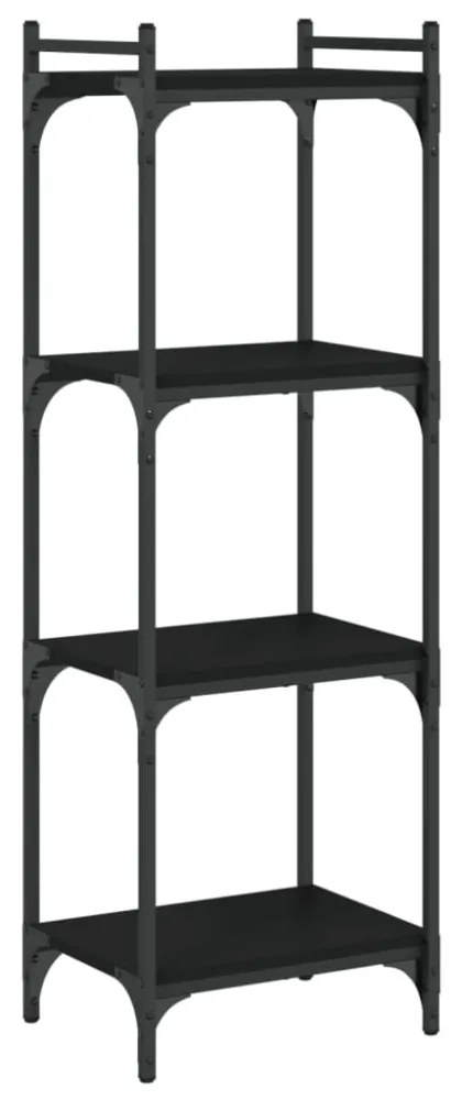 4 szintes fekete szerelt fa könyvespolc 40 x 30 x 120 cm