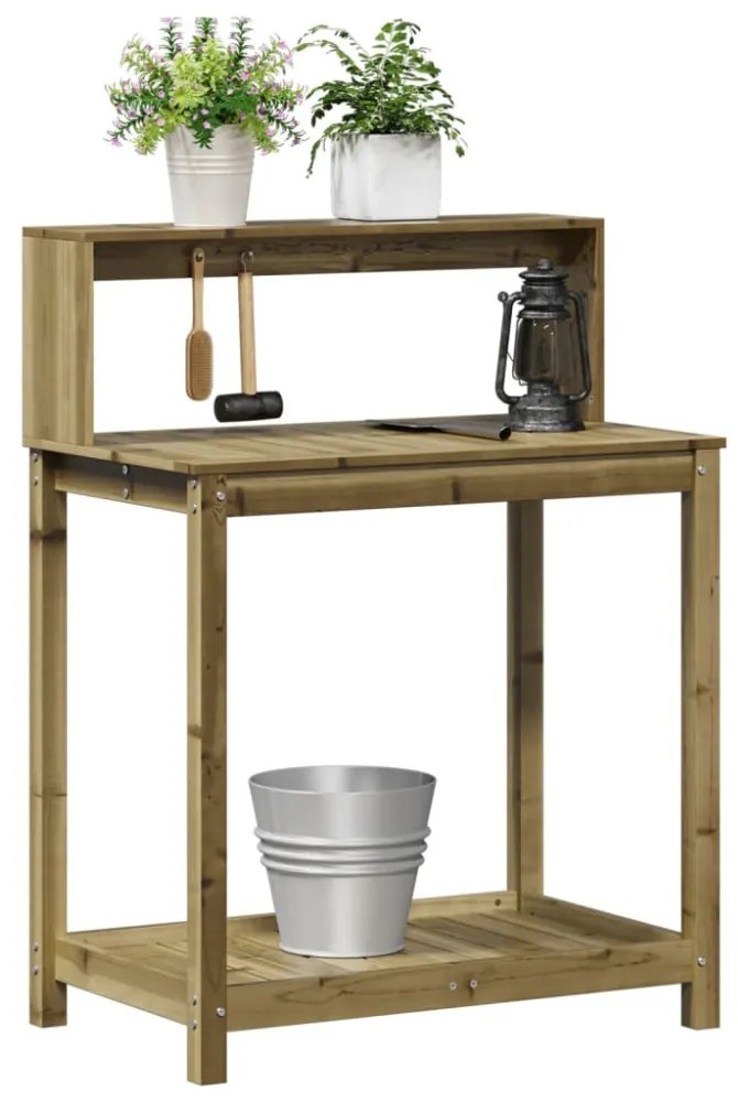 impregnált fenyőfa ültetőasztal polcokkal 82,5 x 50 x 109,5 cm