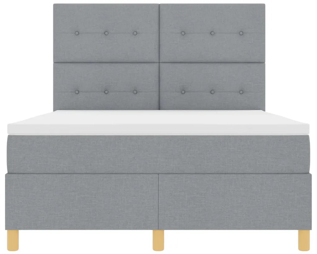Boxspring Ágy Matrac és LED Fénnyel Szürke 140x200 cm Szövet