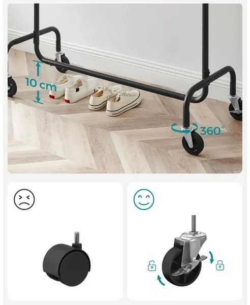 Mobil álló ruhafogas LINEA, fekete