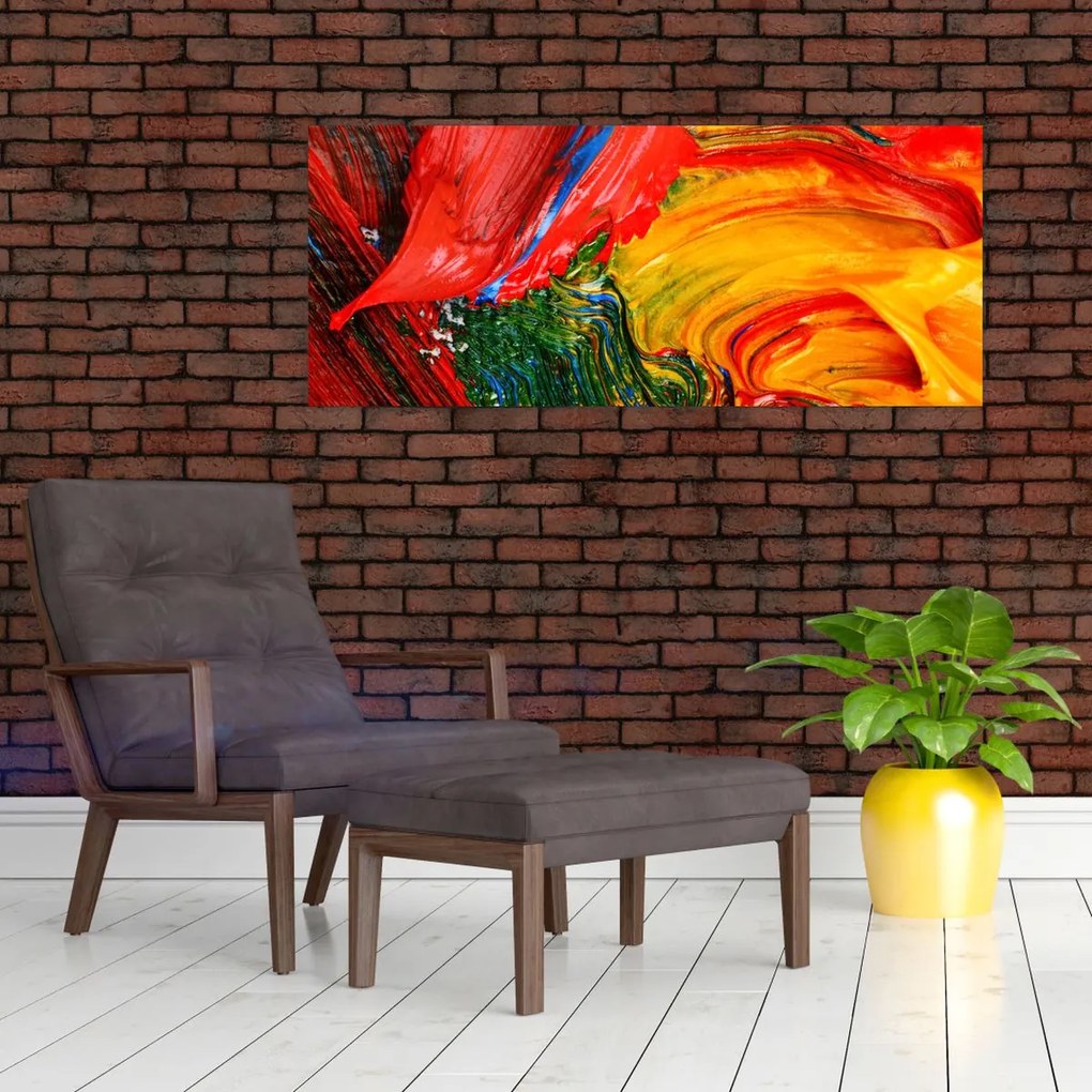 Kép - Kékítő absztrakció ecsettel (120x50 cm)