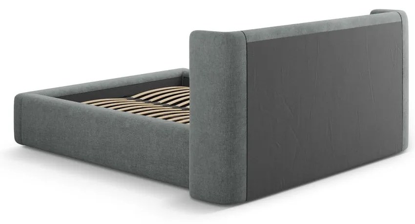 Sötétszürke kárpitozott ágyneműtartós franciaágy ágyráccsal 180x200 cm Jason – Windsor &amp; Co Sofas