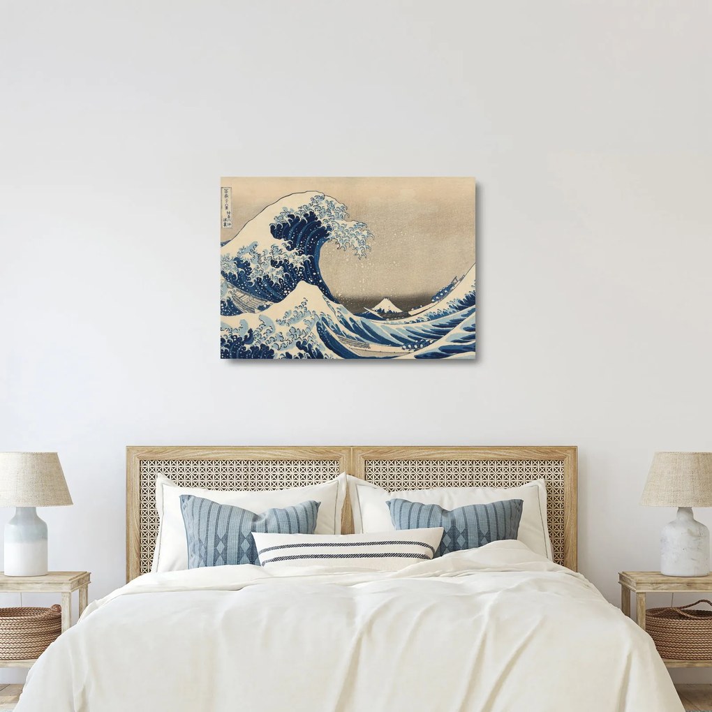 Üveg kép - Katsushika Hokusai, Under the Wave off Kanagawa, reprodukciók (70x50 cm)