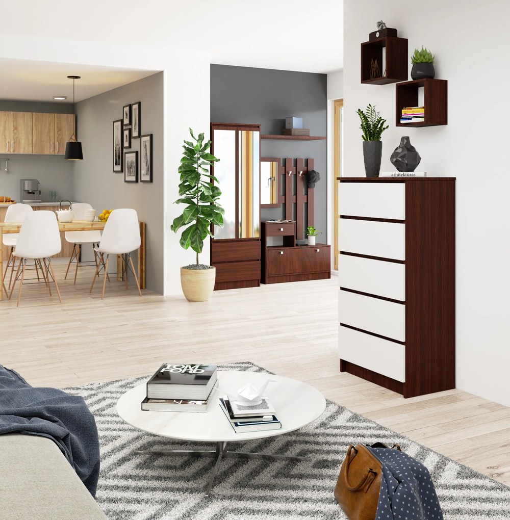 Komód Kadir Típus 3 (wenge + fehér). Akció -12%. 1068857