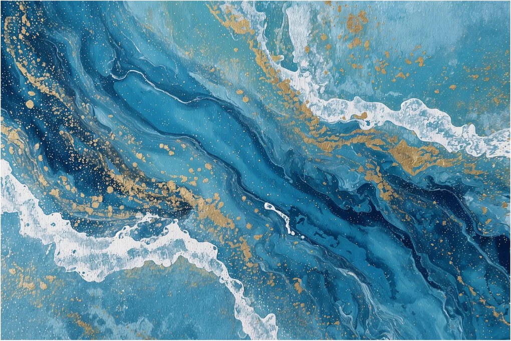 Kép - Világoskék márvány arannyal II. (90x60 cm)