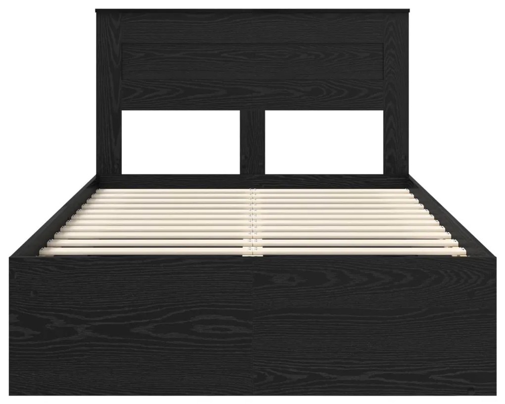 vidaXL Ágykeret matracmal fiókkal Fekete 120 x 200 cm Tömör fenyőfa