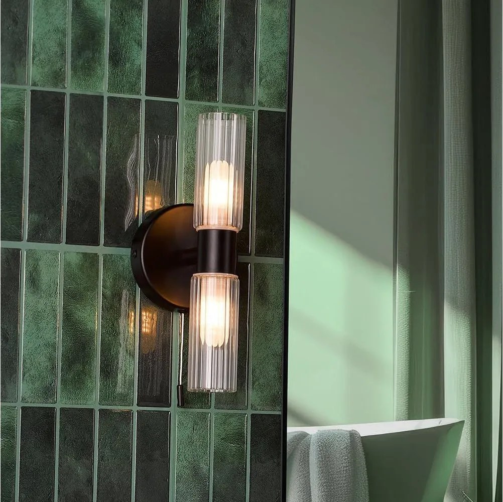Där Lighting BOL0922 - Fürdőszobai fali lámpa BOLTON 2xG9/5W/230V IP44 fekete