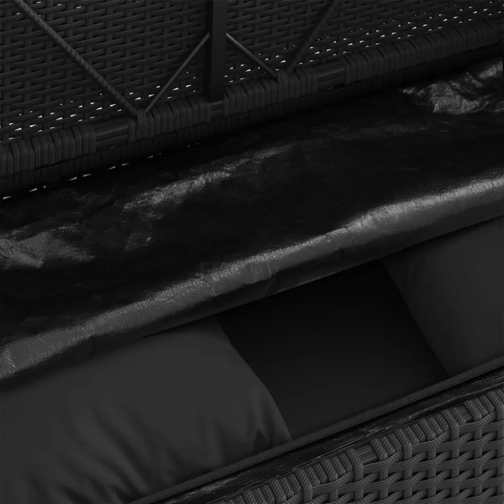 fekete polyrattan kerti pad párnával