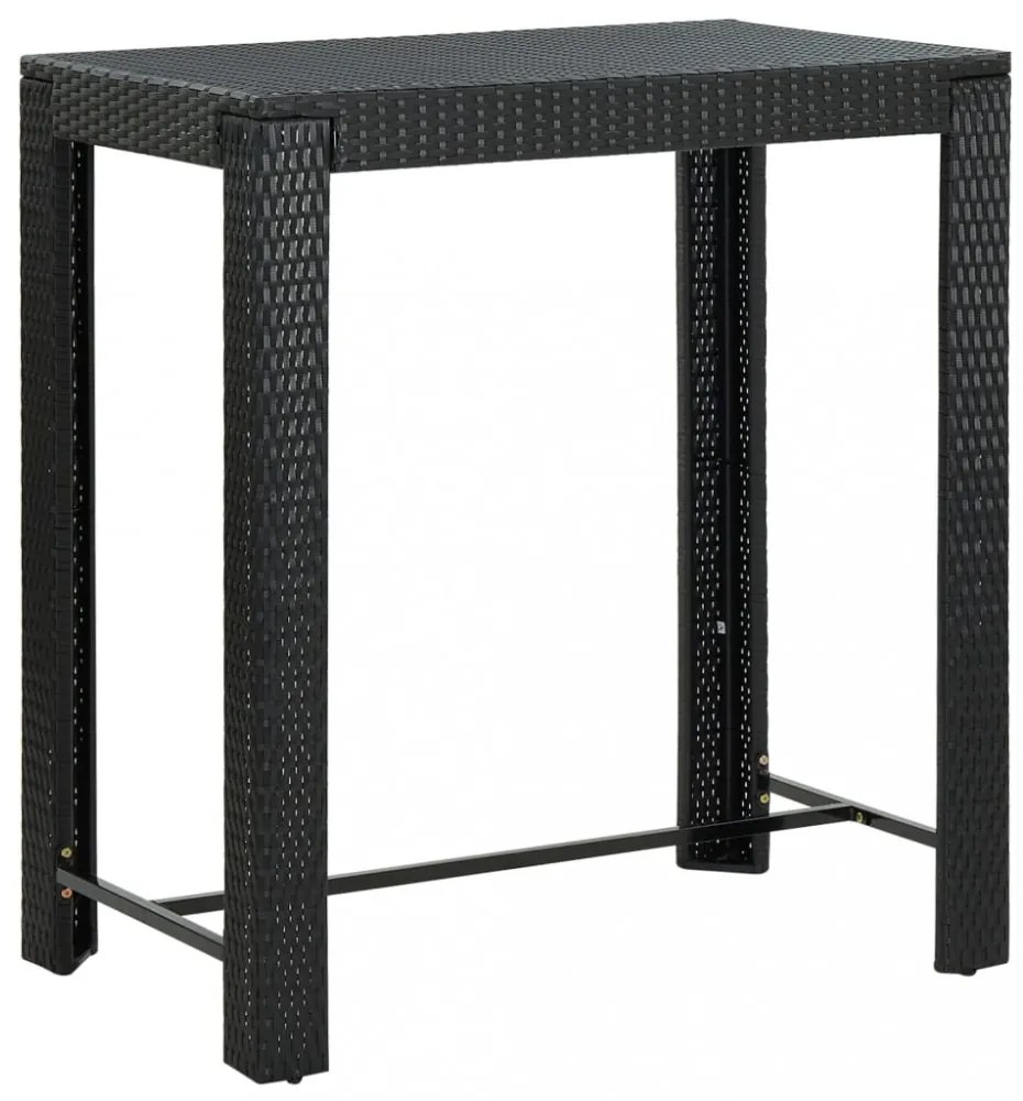 5 részes fekete polyrattan kültéri bárszett párnákkal