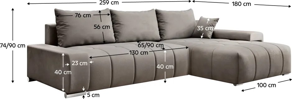 Univerzális ülőgarnitúra, szürke, VEZAN ROH