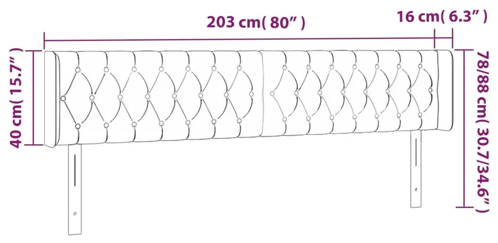sötétzöld bársony LED-es fejtámla 203 x 16 x 78/88 cm