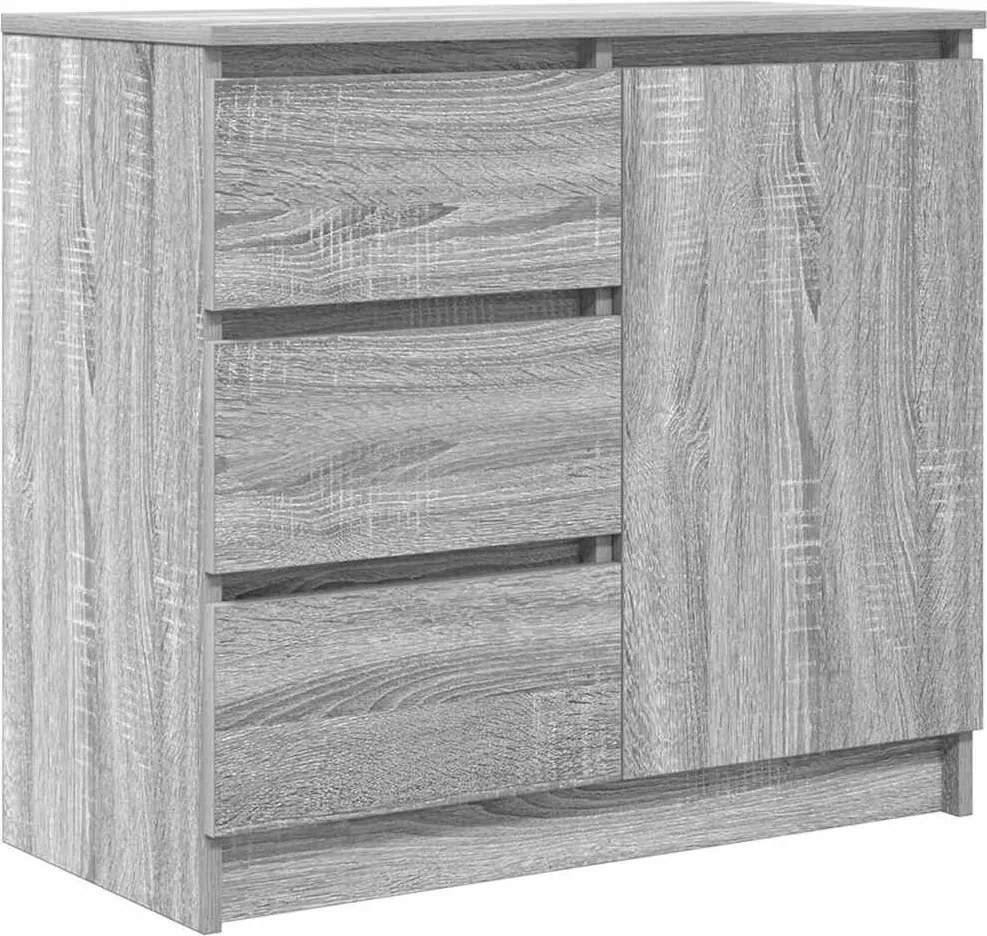 vidaXL szürke sonoma szerelt fa tálalószekrény fiókos 71x35x65 cm