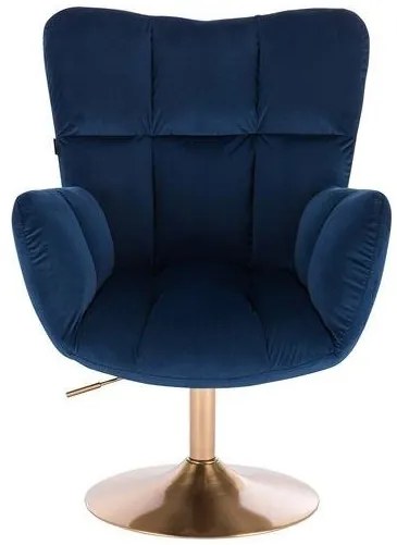 HR650N Tengerkék modern velúr szék arany lábbal