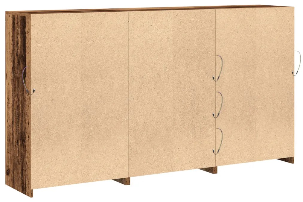 Oldalfal LED fényekkel Régi fa 181.5x37x100 cm Mérnöki fa