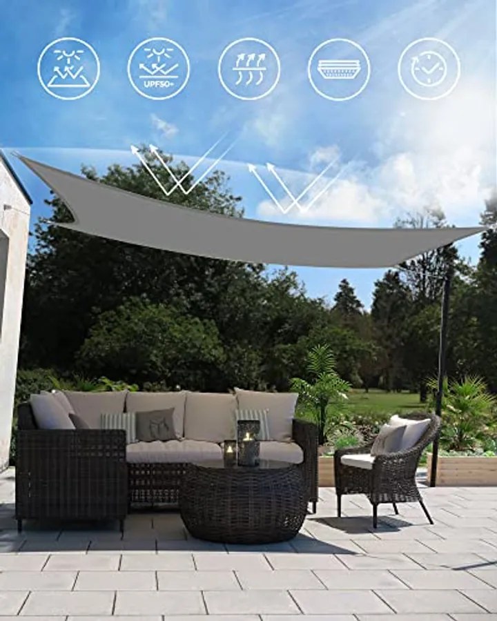 SONGMICS napvitorla 2x3 m füstszürke