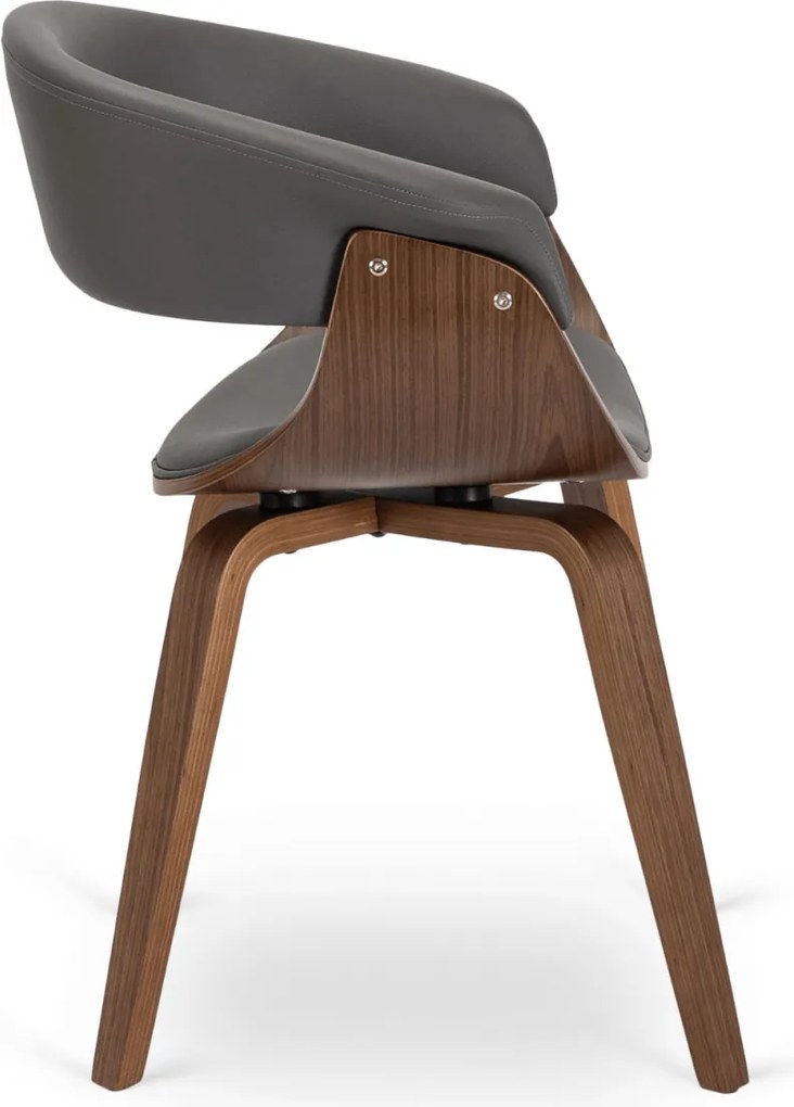 GARY étkezőszék, hajlított rétegelt lemez, szürke műbőr /dió